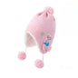 Kids Winter Beanie Hat Scarf for 2-10 Years Old Boys Girls.Outdoor Warm Fleece Lined Thermal Knit Fluffy Pom(Pink Elsa)