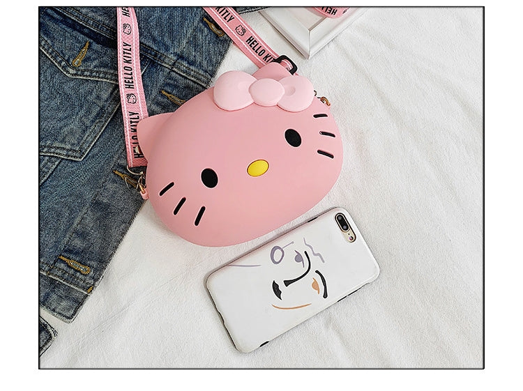 Kids Purse Girls Silicone Mini Children's Coin Purse Cute Cartoon Shoulder Bag Crossbody Bag Accessories Bags Adjustable Strap for Kids Gift Travel Holiday (Hello Kitty)