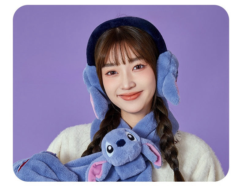 Kids Boy Girl Earmuffs Winter Fleece Thermal Outdoor Warm Plush Ear Warmer(Stitch)