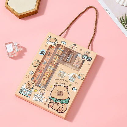 Capybara dog Stationery Set, School Stationery Set Include 2 Pencils, Ruler, Eraser and Pencil Sharpener, and notebook Birthday Gifts for Girls and Boys back to school（Cinnamoroll）