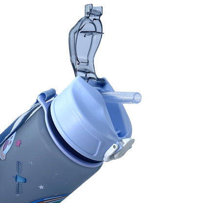 Water Bottle Reusable Kids 520ml PP with Two Lids Leak Proof with straw Lid BPA Free Drinking