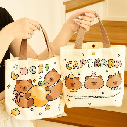 Capybara cute bear dog Tote Bag With Canvas Tote Bag Casual Reusable Shopping Bag With Washable Foldable Shopper Bag For Women Girls（Capybara）