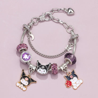 Magical kitty Sparkly Crystal Silver Plated Adjustable Charm Bracelet Birthday Gifts for Girls kids Birthday Jewellery Bracelets