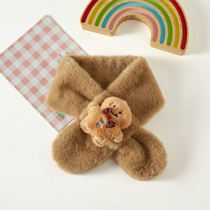 Kids Winter Beanie Scarf for 2-10 Years Old Boys Girls Christmas reindeer snowman santa tree Rabbit Capybara Cat Outdoor Warm Fleece Lined Thermal Knit Fluffy Pom(C)