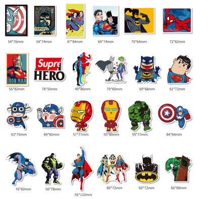 50pcs Princess Aven Superheros Toy Story Kids Stickers Luggage Laptop Skateboard Waterproof Party Bag Fillers Waterbottle Decal Graffiti Patches (Avengers)