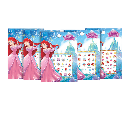 5 Sheets Toddlers Princess Elsa Minnie Kids Girls Nail stickers Earring Stickers Art Decal Party Bag Fillers Decor for Kids Girls Birthday Gift (Mermaid nail stickers)