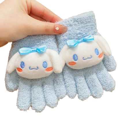 Full Finger Gloves Elsa Winter Knit Warm Mittens Soft Lined Fleece Thermal Outdoor Stretchy Gloves for Kids boys girls
