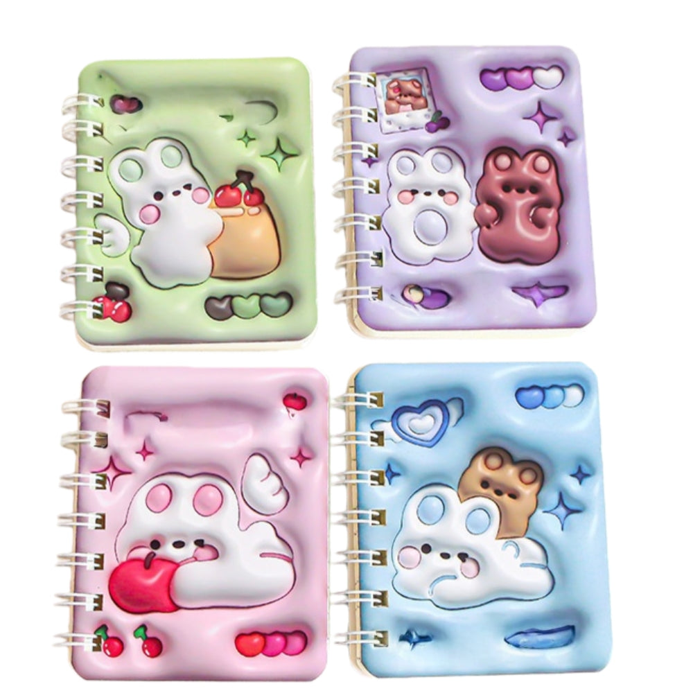 4PCS cute unicorn bus Notebook Wirebound Small Mini Pocket Journal Diary for Girls Boys Kids Gift Spiral bound A7 Lined Notebook Writing Drawing Notepad(Kpop)