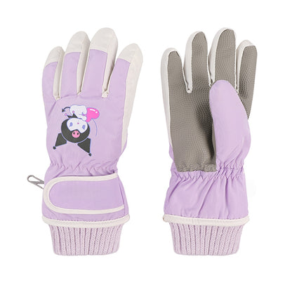 Kids Boy Girl Waterproof Winter Snow Ski Snowboard Fleece Thermal Warm Outdoor Gloves（Hello Kitty）