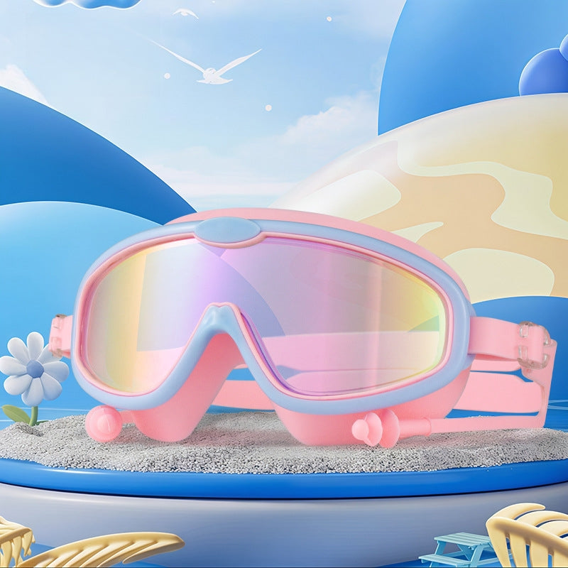 Comfortable Anti-fog Swimming Goggles with case Waterproof UV Protection For Kids Boys Girls Soft Silicone Seals For Comfort Perfect For Lap Triathlon Training & Aquatic Sports(E)