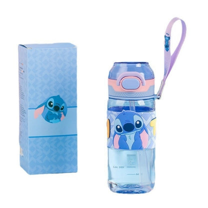Water Bottle Reusable Kids 520ml PP with Two Lids Leak Proof with straw Lid BPA Free Drinking