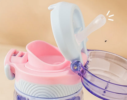 Water Bottle Reusable Kids 520ml PP with Two Lids Leak Proof with straw Lid BPA Free Drinking