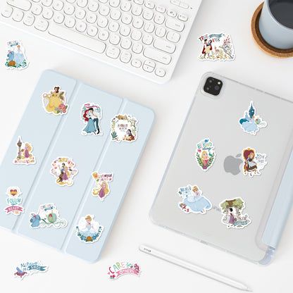 50pcs Princess Aven Superheros Toy Kids Stickers Luggage Laptop Skateboard Waterproof Party Bag Fillers Waterbottle Decal Graffiti Patches(Princess)