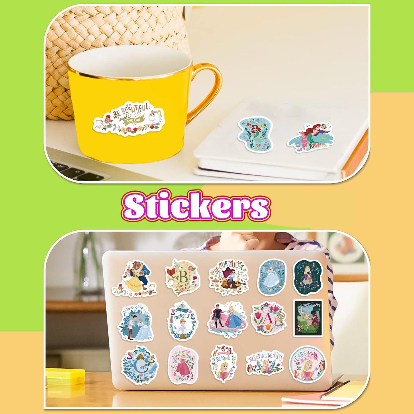 50pcs Princess Aven Superheros Toy Kids Stickers Luggage Laptop Skateboard Waterproof Party Bag Fillers Waterbottle Decal Graffiti Patches