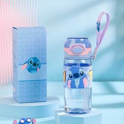 Water Bottle Reusable Kids 520ml PP with Two Lids Leak Proof with straw Lid BPA Free Drinking