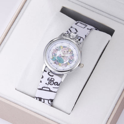 Analogue Quartz Watch with Stainless Steel Strap Bracelet Cats Girls Toddler Watches Gifts for Kids Birthday Gifts Gift Box