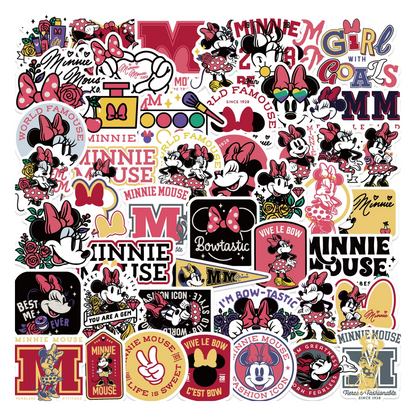 50pcs Princess Aven Superheros Toy Kids Stickers Luggage Laptop Skateboard Waterproof Party Bag Fillers Waterbottle Decal Graffiti Patches(Minnie)