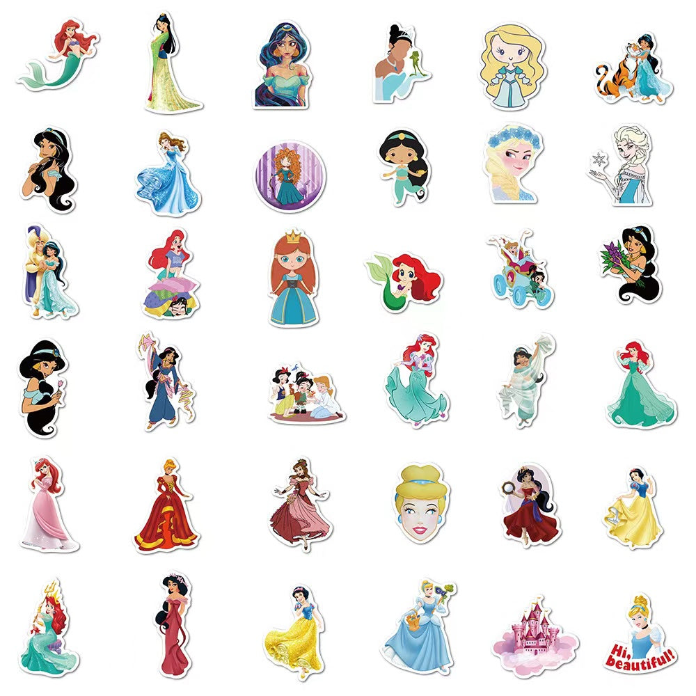 50pcs Princess Aven Superheros Toy Kids Stickers Luggage Laptop Skateboard Waterproof Party Bag Fillers Waterbottle Decal Graffiti Patches