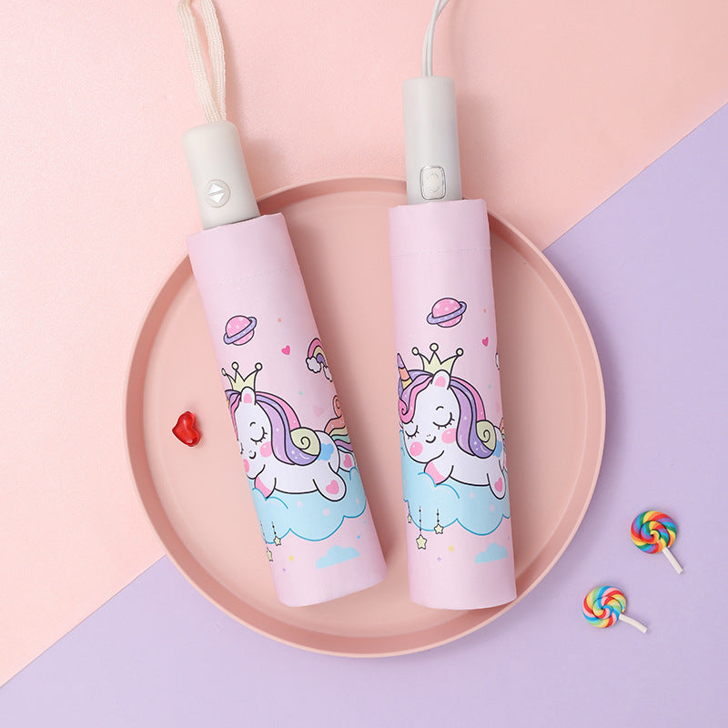 Umbrella for  Teens Kids Folding Telescopic UV Protection Umbrella Lightweight Travel School Work Gifts Girls Boys (Unicorn)