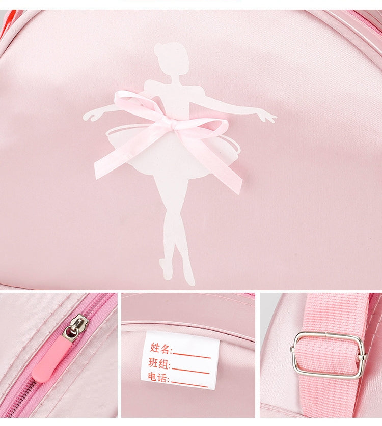 Girls Kids Children Ballet Dance Bag, Pink Ballerina Handbag Tote Gymnastics Sports Duffel Bag, Crossbody Shoulder School Bag Light Weight Carry-on Luggage