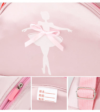 Girls Kids Children Ballet Dance Bag, Pink Ballerina Handbag Tote Gymnastics Sports Duffel Bag, Crossbody Shoulder School Bag Light Weight Carry-on Luggage