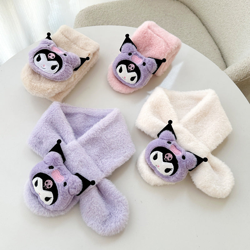 Kids Winter Beanie Scarf for 2-10 Years Old Boys Girls.Outdoor Warm Fleece Lined Thermal Knit Fluffy Pom(My Melody)