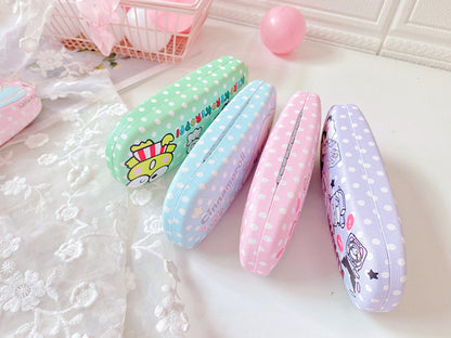 Lovely Stitch Cartoon Hard Shell Eyeglasses Cases Girl Protective Case Storage Box With Glasses Cloth for Teen PU leather eyegalss case