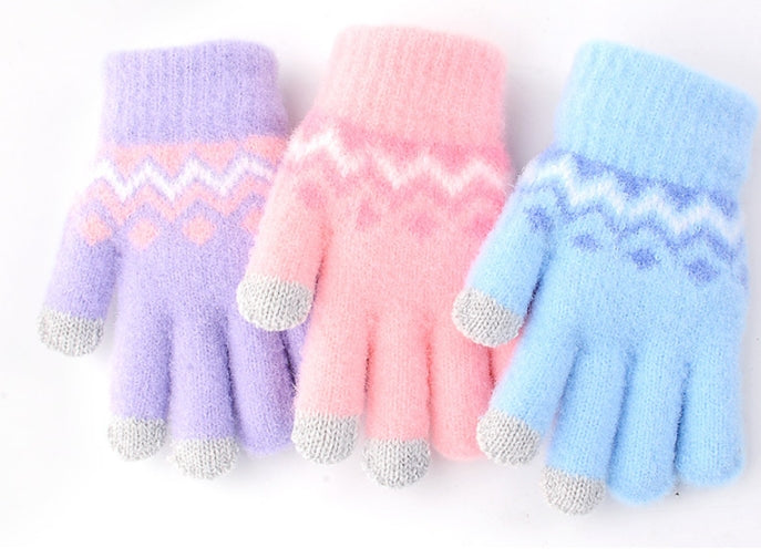 Full Finger Gloves Elsa Winter Knit Warm Mittens Soft Lined Fleece Thermal Outdoor Stretchy Gloves for Kids boys girls