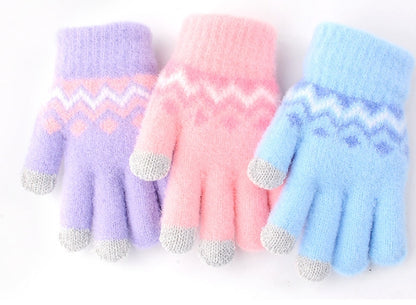 Full Finger Gloves Elsa Winter Knit Warm Mittens Soft Lined Fleece Thermal Outdoor Stretchy Gloves for Kids boys girls