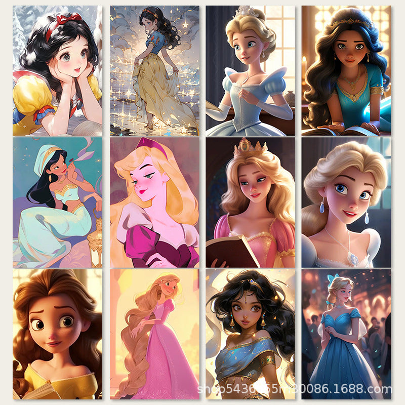 65pcs Princess Elsa Mermaid Snow White Rapunzel Kids Stickers Luggage Laptop Skateboard Waterproof Party Bag Fillers Waterbottle Decal Graffiti Patches