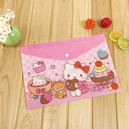 4PCS Plastic Wallets A4, 4 Different Designs Plastic Folders Popper Folder with Snap Closure, Lightweight Wallets for Document Office School for Kids Adults (Kuromi 4pcs, A4)