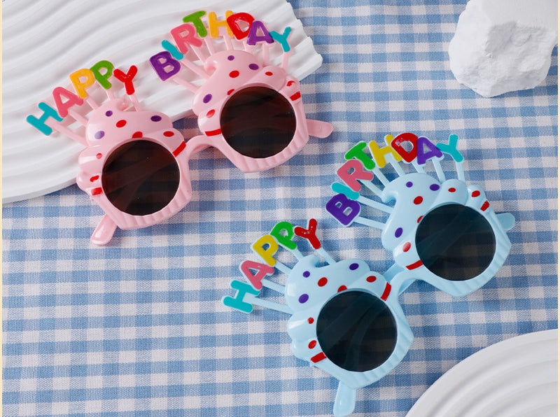 3 Pack Happy Sunglasses Birthday Glasses Lovely Cupcake Birthday Sunglasses for Women Kids Happy Party Glasses for Photo Props Party Decorations