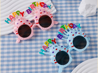 3 Pack Happy Sunglasses Birthday Glasses Lovely Cupcake Birthday Sunglasses for Women Kids Happy Party Glasses for Photo Props Party Decorations