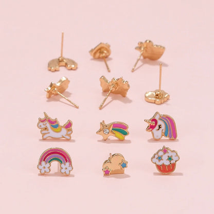 2/3 Pairs Kids Clip On Earrings , Girls Unicorn,Rainbow Butterfly, Cute Clip On Earrings Princess Jewelry,Clip-on Set for Kids Girls (Unicorn 3Pairs)