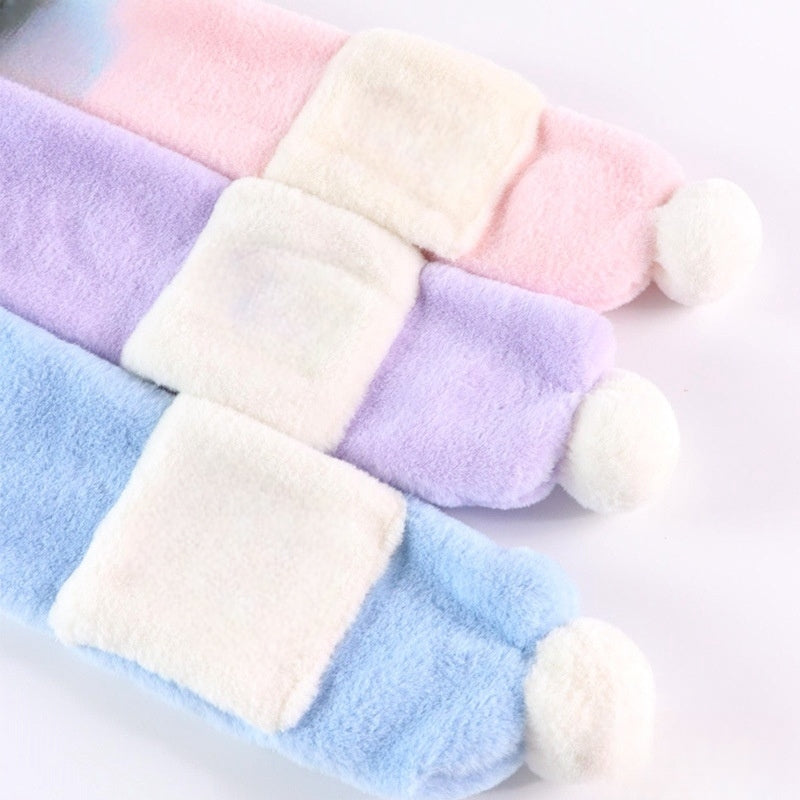 Kids Winter Beanie Scarf for 2-10 Years Old Boys Girls.Outdoor Warm Fleece Lined Thermal Knit Fluffy Pom (Blue Frozen)