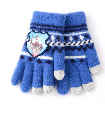 Full Finger Gloves Elsa Winter Knit Warm Mittens Soft Lined Fleece Thermal Outdoor Stretchy Gloves for Kids boys girls
