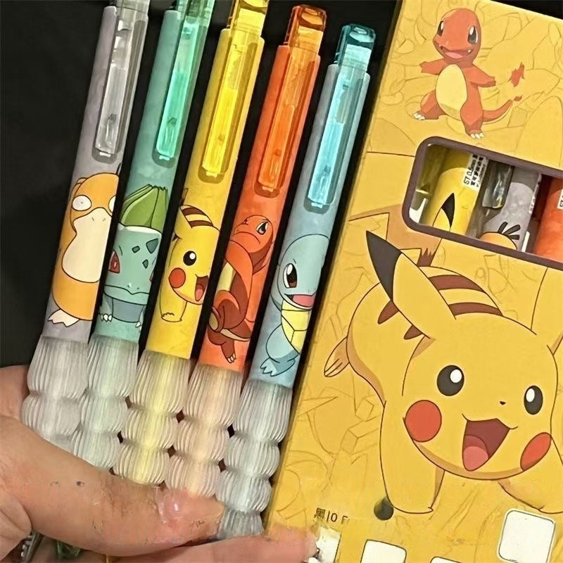 5PCS stch toy cute Gel Pen Liquid Ink Rollerball Retractable Quick Drying Extra Fine Ballpoint Premium 0.5mm Marker for Office School Stationery Supply Black