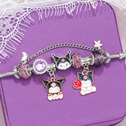 Magical kitty Sparkly Crystal Silver Plated Adjustable Charm Bracelet Birthday Gifts for Girls kids Birthday Jewellery Bracelets