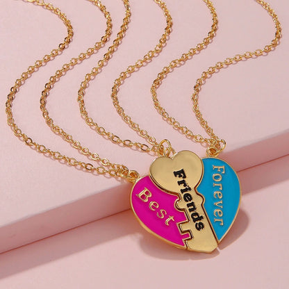 Best Friend Necklace Set, Matching BFF for 2 or 3 Friends, Ideal Friendship Jewelry Gift for Girls, Women, Sisters, Perfect for Birthdays and Special Occasions (Heart 3 Friends)