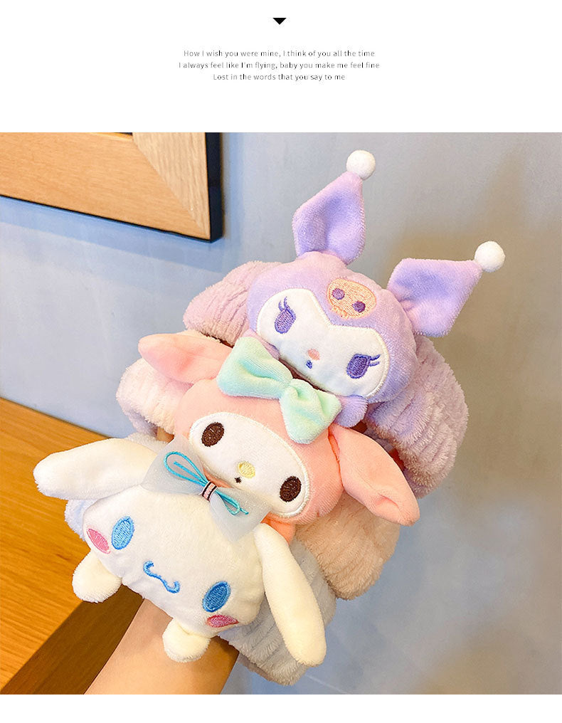 Ears Headband and for Washing Face, Makeup for Women Girls, Skincare Makeup Removal Wash Spa Yoga Sports Shower Terry Towel Cloth Hair Band（Kuromi ）