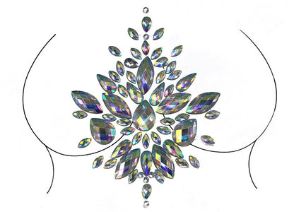 Women Kids 4 Sheets breast body neck Nipple Crystal Glitter Rhinestone Diamond Stickers Art Designs Self Adhesive Gem Festival Makeup Temporary Tattoos for Rave Festival Party
