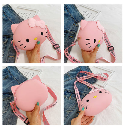 Kids Purse Girls Silicone Mini Children's Coin Purse Cute Cartoon Shoulder Bag Crossbody Bag Accessories Bags Adjustable Strap for Kids Gift Travel Holiday (Hello Kitty)