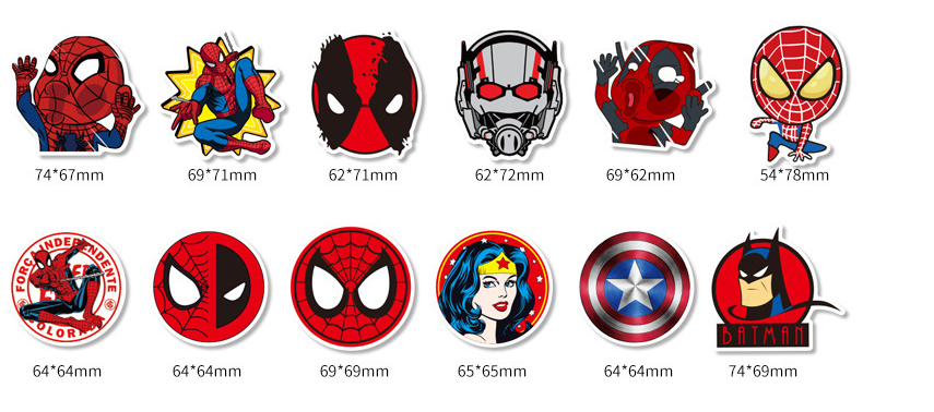 50pcs Princess Aven Superheros Toy Kids Stickers Luggage Laptop Skateboard Waterproof Party Bag Fillers Waterbottle Decal Graffiti Patches