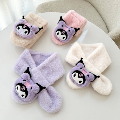 Kids Winter Beanie Scarf for 2-10 Years Old Boys Girls.Outdoor Warm Fleece Lined Thermal Knit Fluffy Pom (Cinnamoroll)