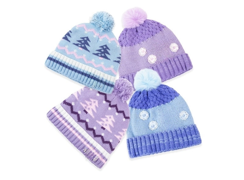 Kids Winter Beanie Hat Scarf for 2-10 Years Old Boys Girls.Outdoor Warm Fleece Lined Thermal Knit Fluffy Pom(Elsa)