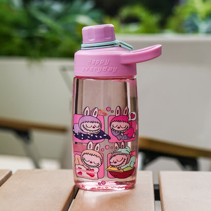 Water Bottle Reusable Kids 520ml PP with Two Lids Leak Proof with straw Lid BPA Free Drinking
