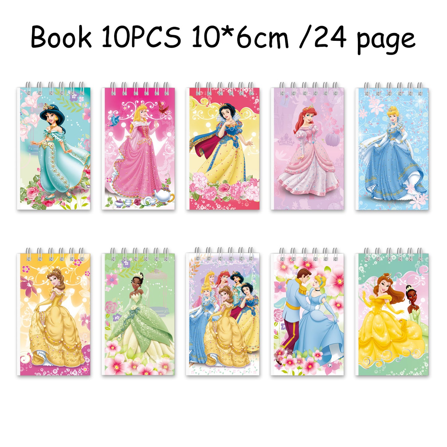 10 Pack Pocket Notebook Small Spiral 10 * 6CM Mini Notepad Princess Kids Colorful Memo Bulk Wired Lined for School Office Supplies Birthday Party Bag Fillers (Frozen)