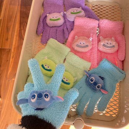 Full Finger Gloves Elsa Winter Knit Warm Mittens Soft Lined Fleece Thermal Outdoor Stretchy Gloves for Kids boys girls