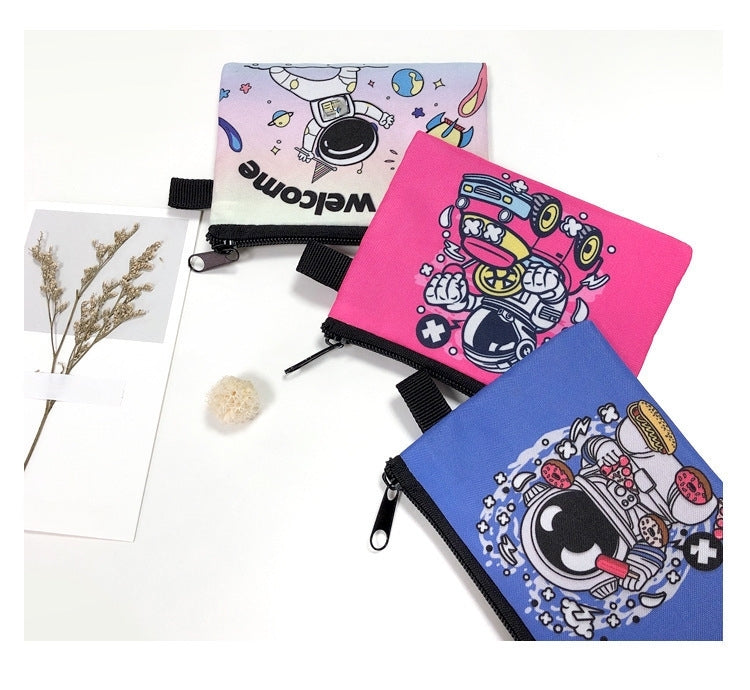 2 Pack Small Coin Purse, Cute Cartoon Wallet Mini Purse Holder for Women Girls Children, Oxford Pouch Small Change Bag for Coin, Credit Card, ID Card, Keys, Lipstick