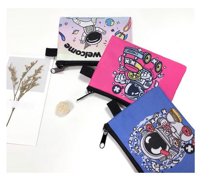 2 Pack Small Coin Purse, Cute Cartoon Wallet Mini Purse Holder for Women Girls Children, Oxford Pouch Small Change Bag for Coin, Credit Card, ID Card, Keys, Lipstick